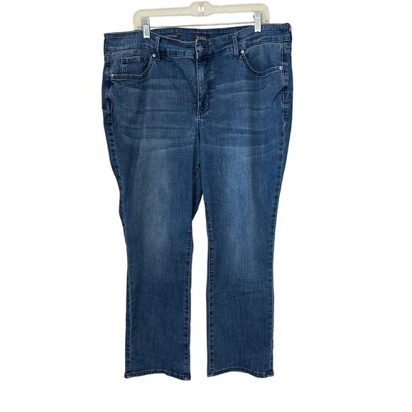 NYDJ Marilyn Straight Jeans Plus Size 18WP Dark Blue Lift Tuck Technology Denim - Picture 1 of 9